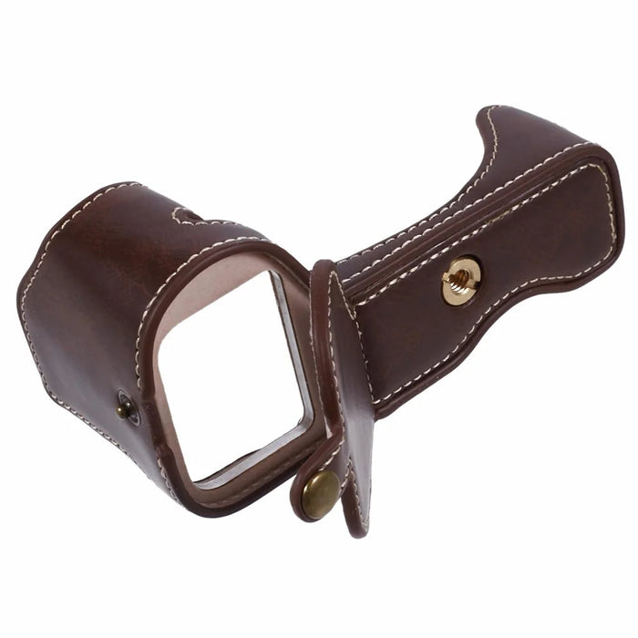 For Nikon Z 30 / Z 50 Anti-Scratch Camera Bottom Cover Screw Design PU Leather Half Body Case - Coffee - 7
