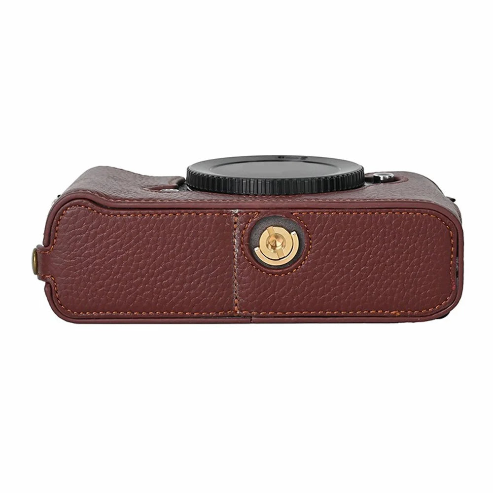 For Nikon Z f Genuine Cow Leather Bottom Case Half Camera Cover with Battery Opening - Coffee - 3