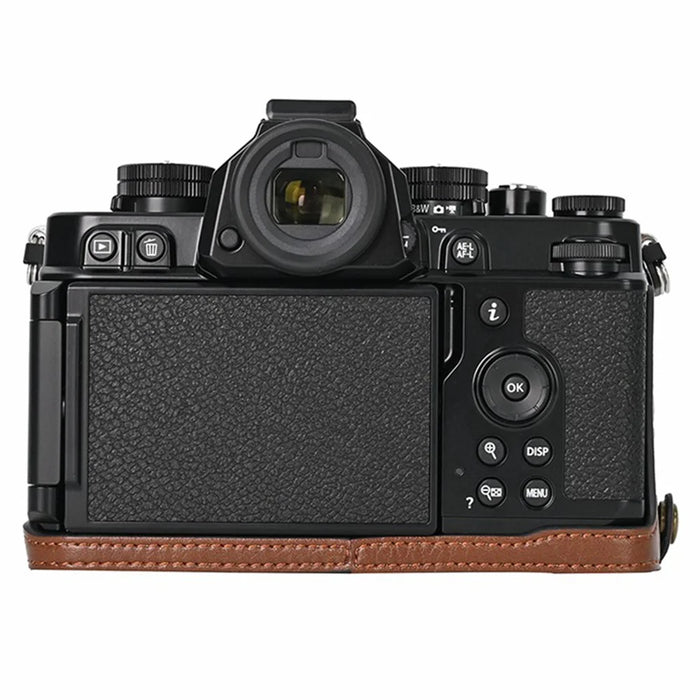 For Nikon Z f Tree Bark Leather Bottom Case Half Camera Cover with Battery Opening - Coffee - 4