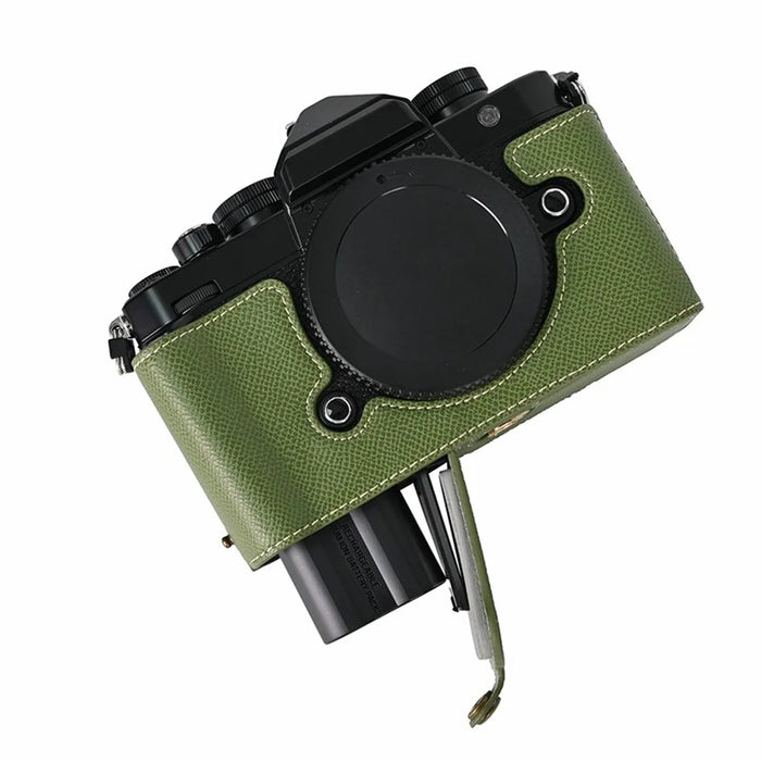 For Nikon Z f Battery Opening Design Palm Texture PU Leather Camera Cover Half Body Bottom Case - Green - 3