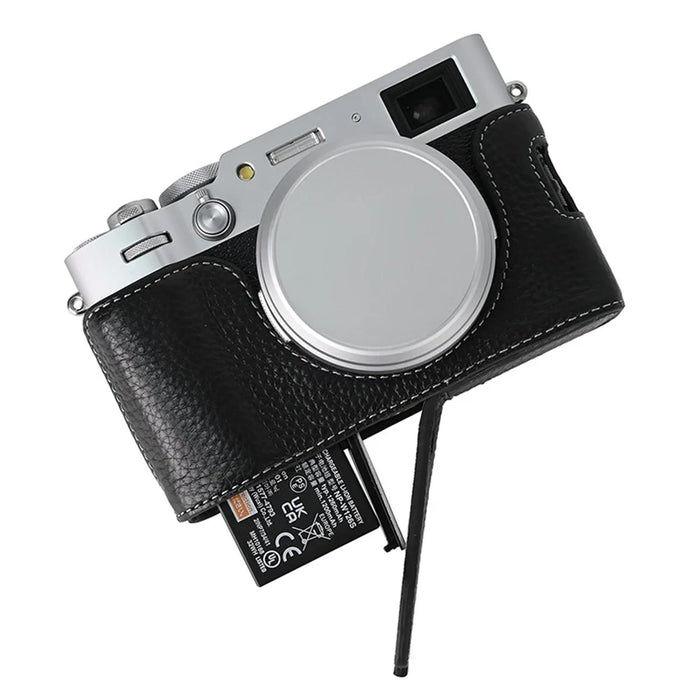 For Fujifilm X100VI Camera Half Body Cover Genuine Cow Leather Bottom Case - Black - 3