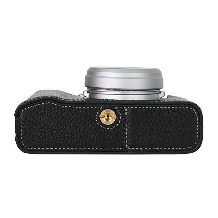 For Fujifilm X100VI Camera Half Body Cover Genuine Cow Leather Bottom Case - Black - 4