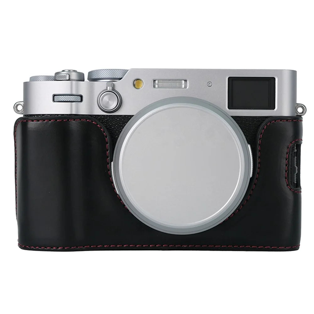 Bottom Cover for Fujifilm X100VI Half Body PU Leather Camera Case with Battery Opening - Black - 2