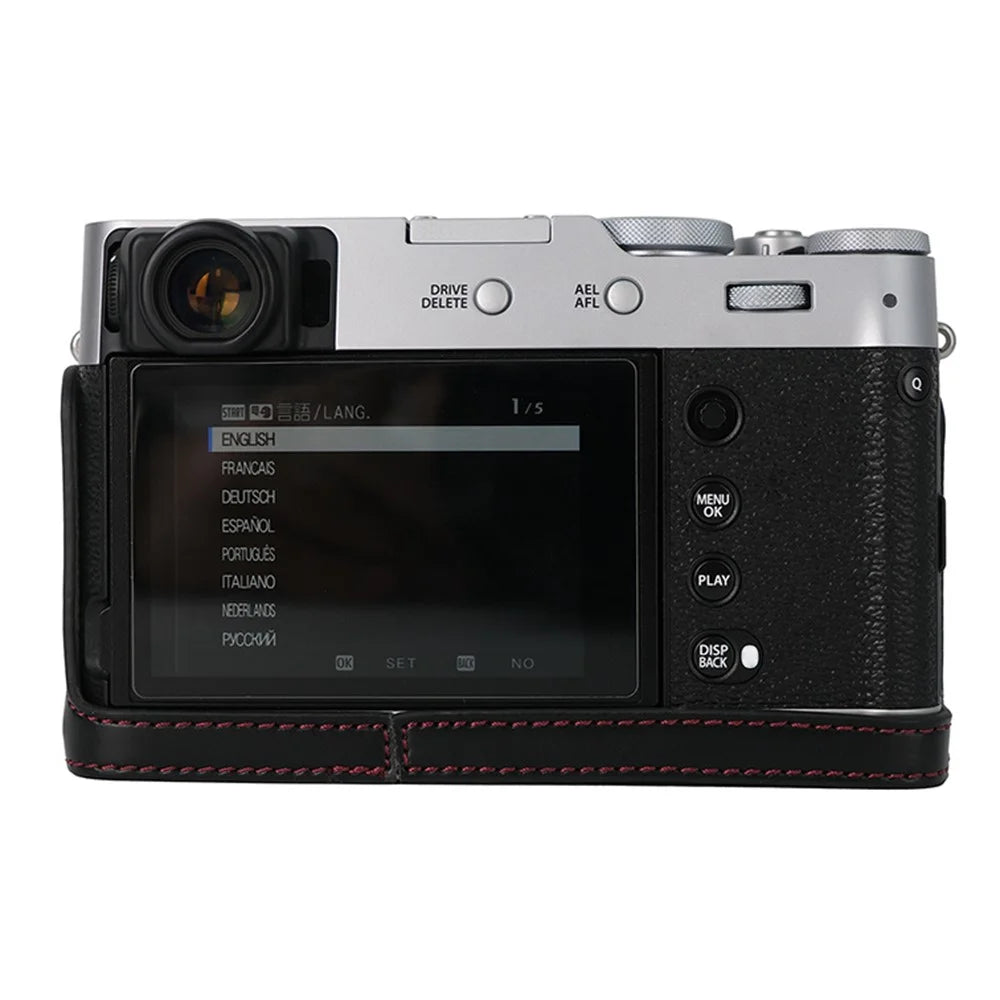 Bottom Cover for Fujifilm X100VI Half Body PU Leather Camera Case with Battery Opening - Black - 3