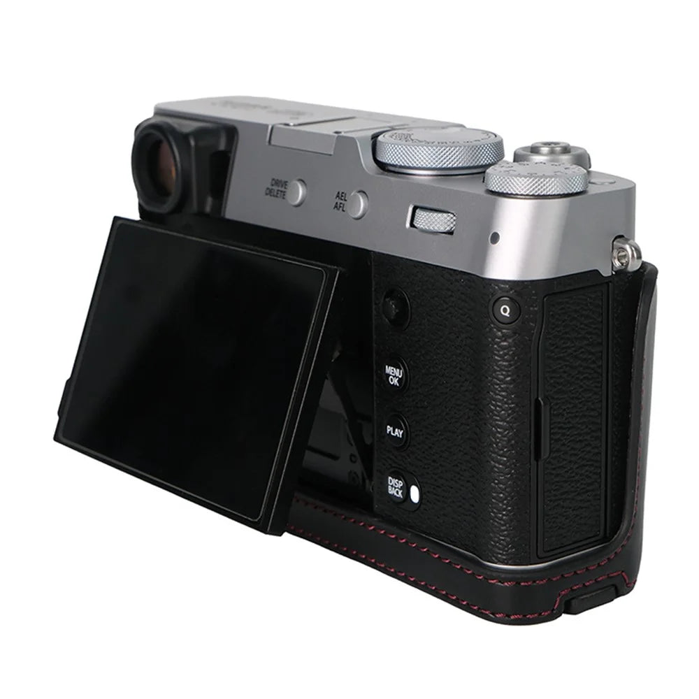 Bottom Cover for Fujifilm X100VI Half Body PU Leather Camera Case with Battery Opening - Black - 5