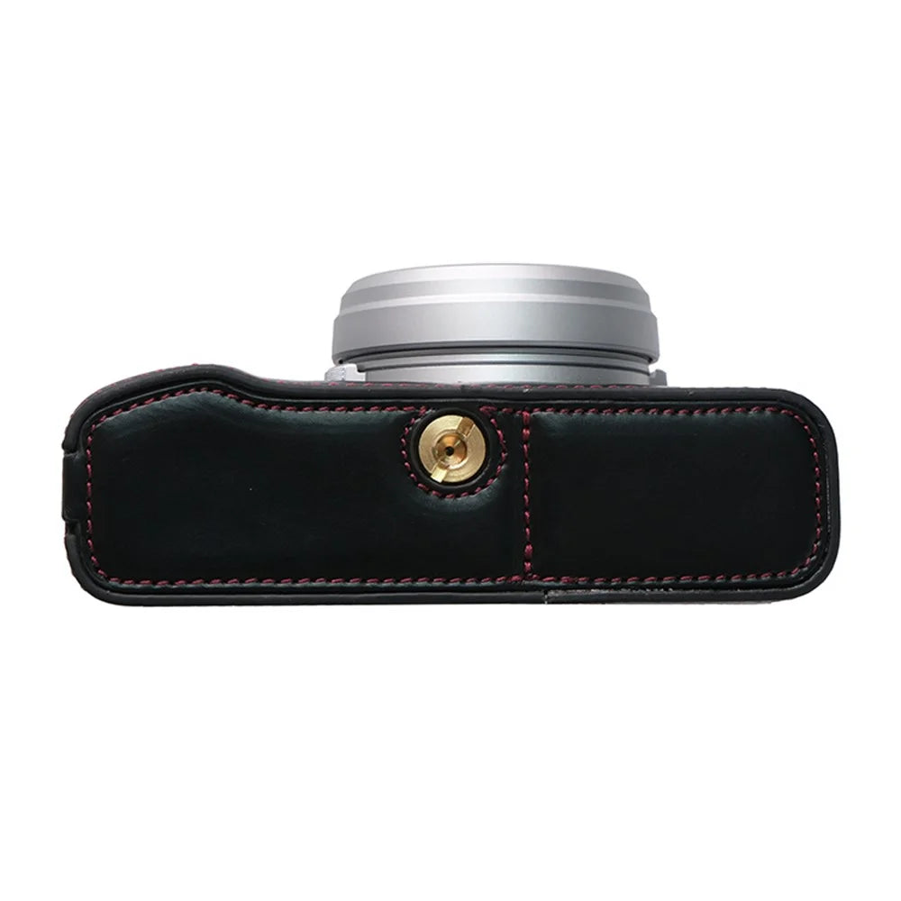 Bottom Cover for Fujifilm X100VI Half Body PU Leather Camera Case with Battery Opening - Black - 6