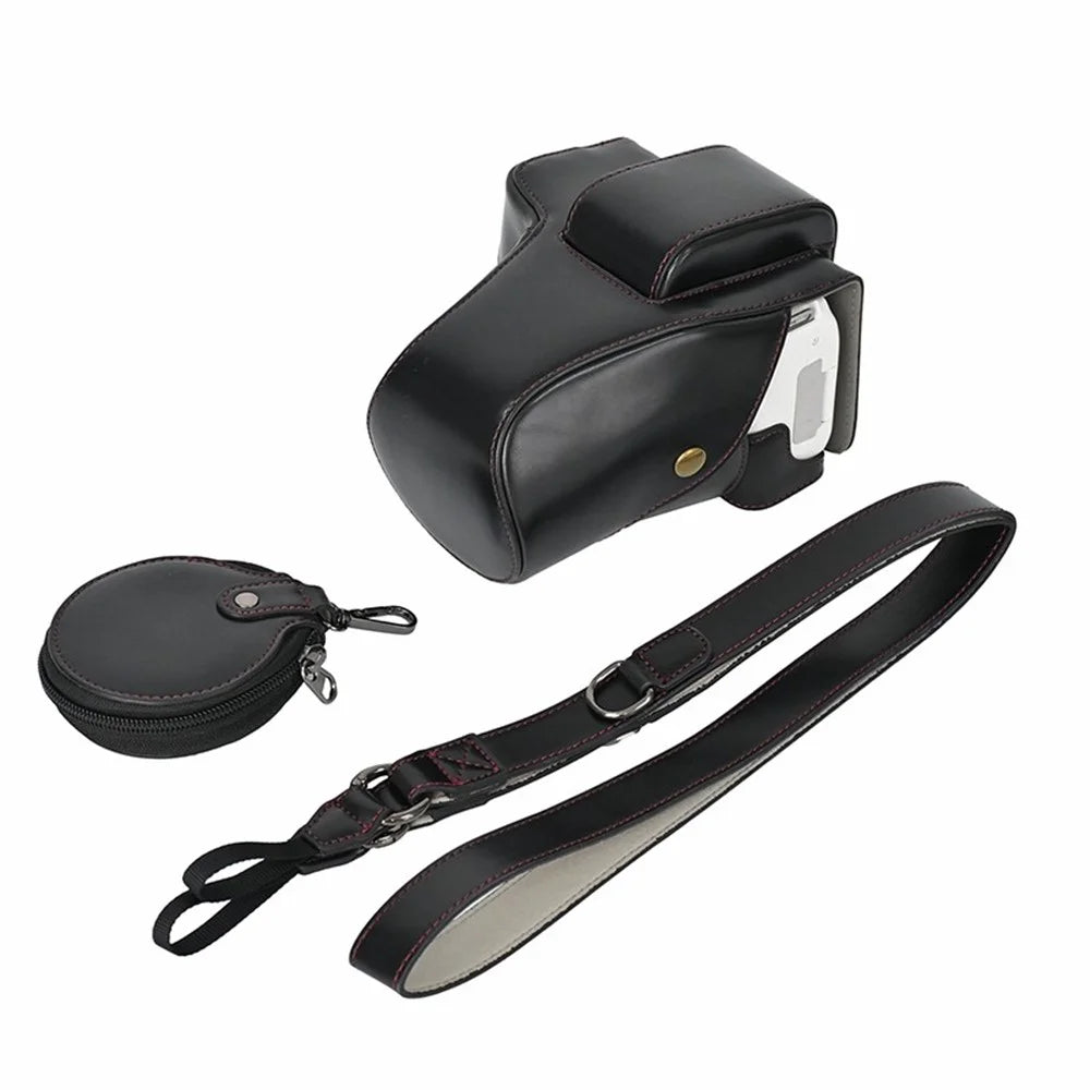 For Canon EOS 200D / 200D II Camera Bottom Case Leather Cover Easy to Change Battery - Black - 1