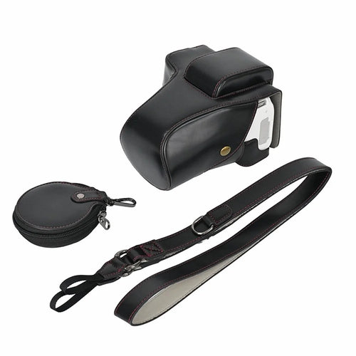 For Canon EOS 200D / 200D II Camera Bottom Case Leather Cover Easy to Change Battery - Black - 1