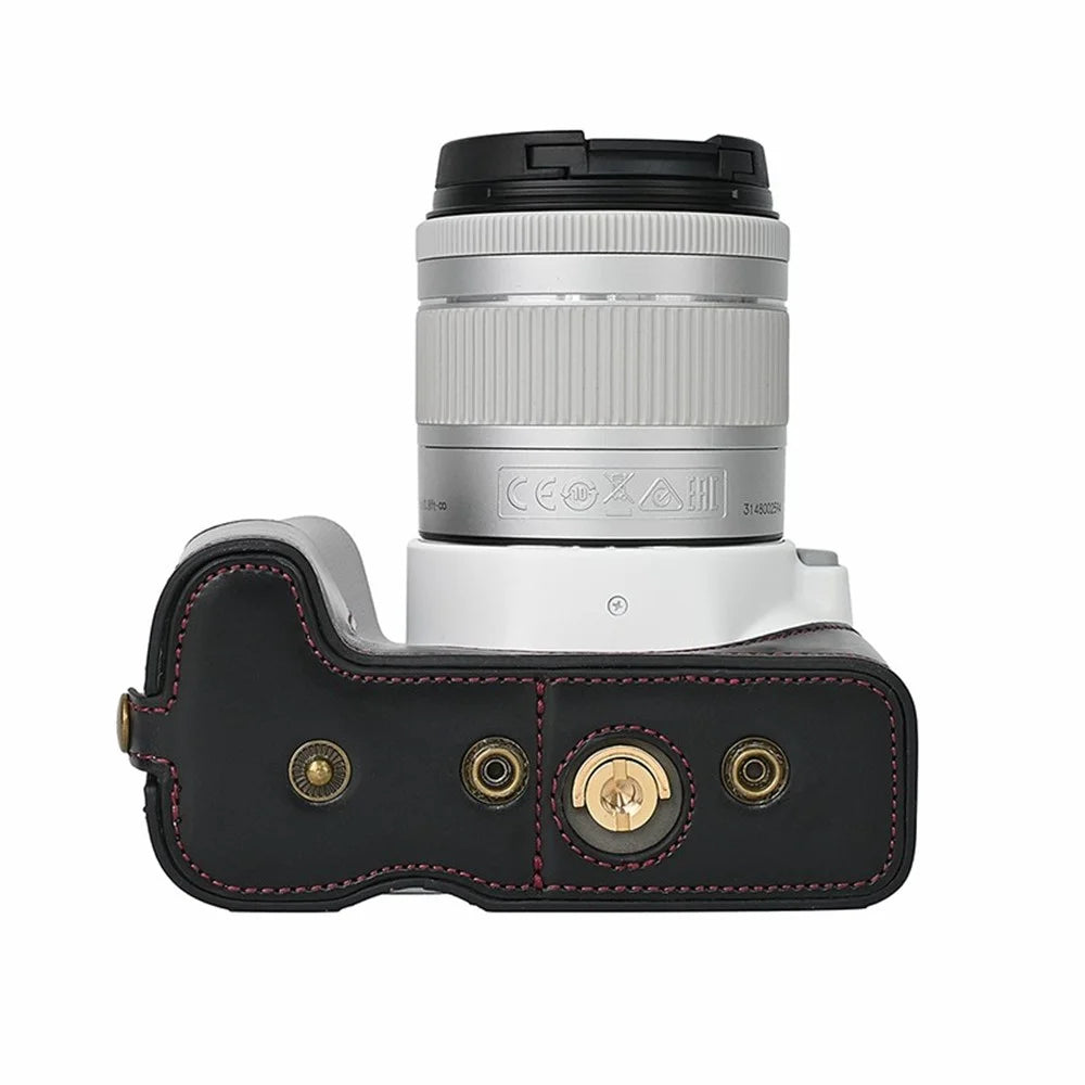 For Canon EOS 200D / 200D II Camera Bottom Case Leather Cover Easy to Change Battery - Black - 6