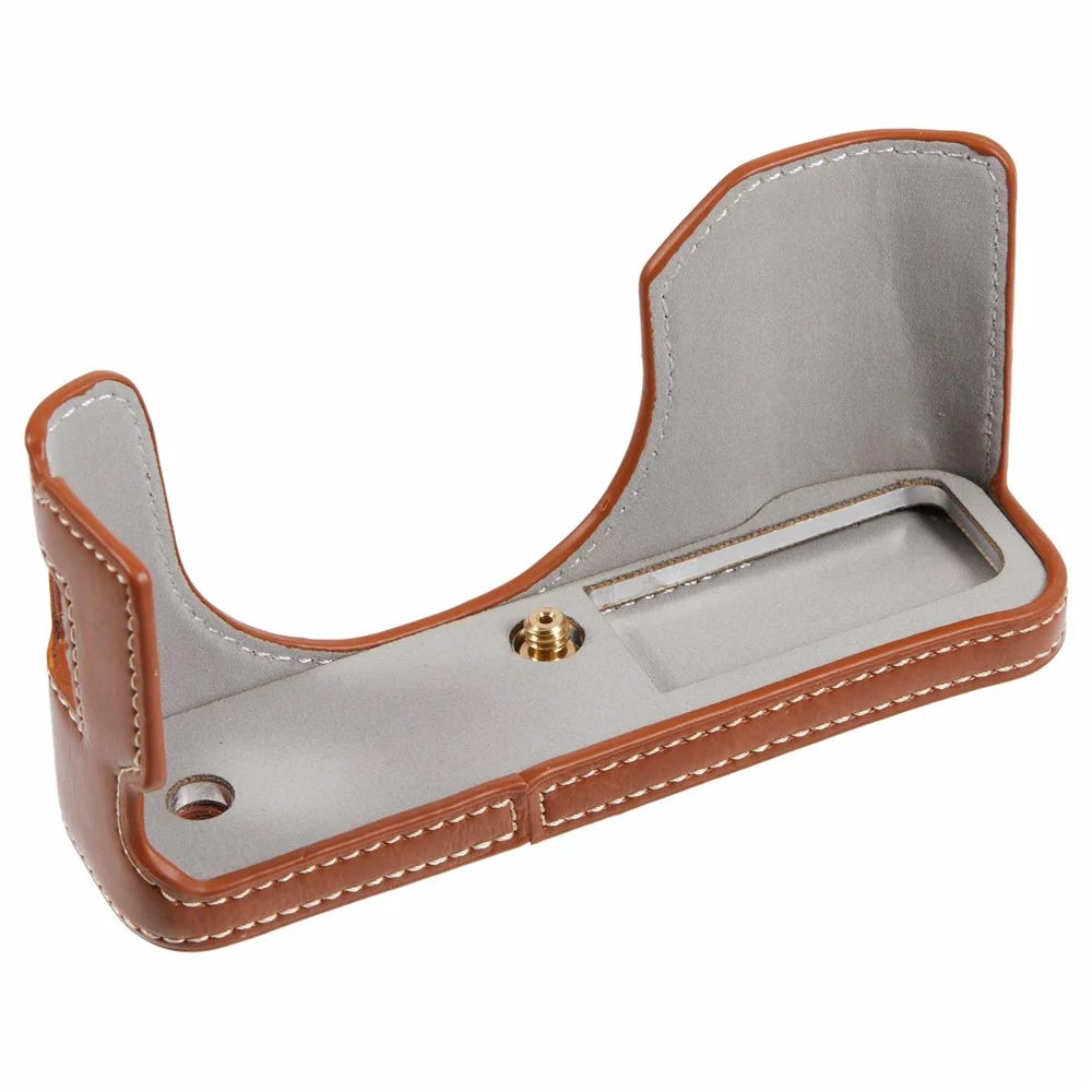 For Fujifilm X100VI PU Leather Camera Bottom Cover Half Body Case with Screw - Coffee - 1