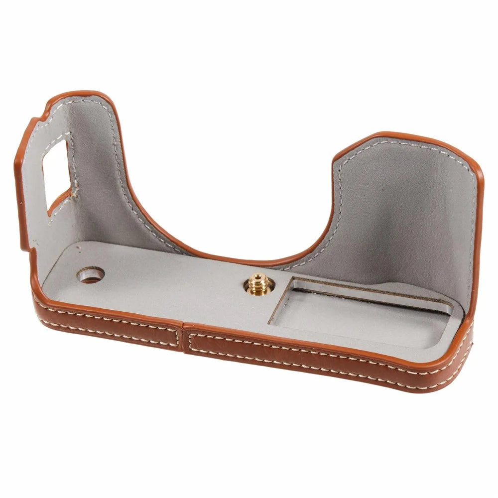 For Fujifilm X100VI PU Leather Camera Bottom Cover Half Body Case with Screw - Coffee - 2