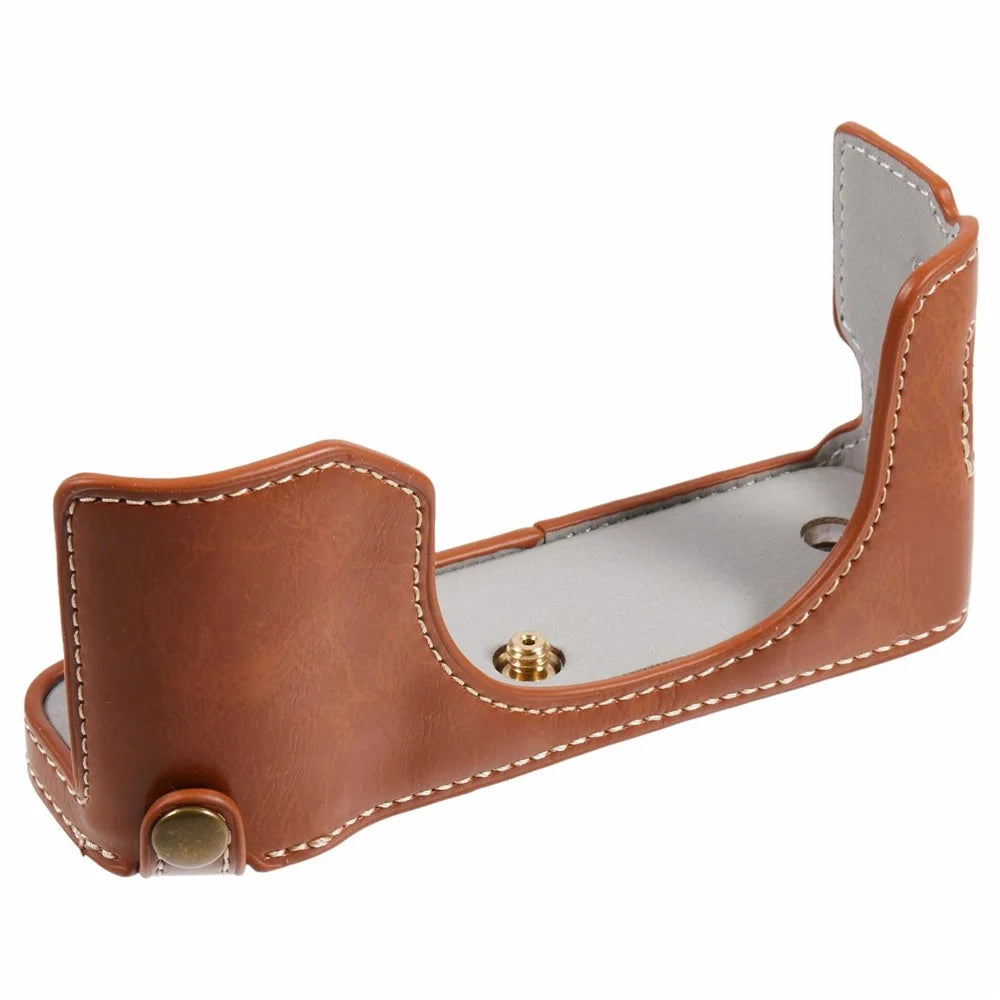 For Fujifilm X100VI PU Leather Camera Bottom Cover Half Body Case with Screw - Coffee - 3