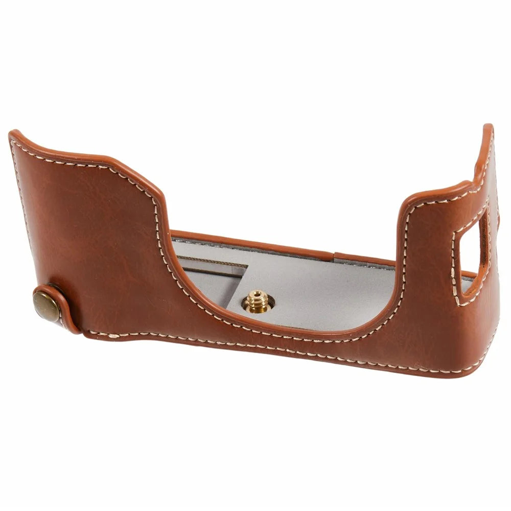 For Fujifilm X100VI PU Leather Camera Bottom Cover Half Body Case with Screw - Coffee - 4