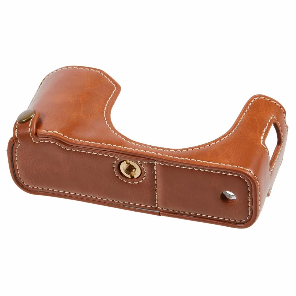 For Fujifilm X100VI PU Leather Camera Bottom Cover Half Body Case with Screw - Coffee - 5