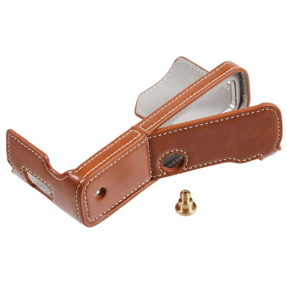 For Fujifilm X100VI PU Leather Camera Bottom Cover Half Body Case with Screw - Coffee - 6