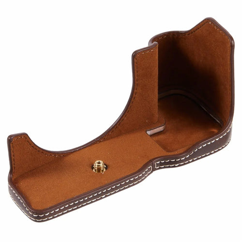 For Canon EOS R8 / RP PU Leather Bottom Case with Battery Opening Half Body Camera Protection Cover - Coffee - 1