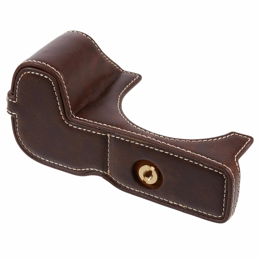 For Canon EOS R8 / RP PU Leather Bottom Case with Battery Opening Half Body Camera Protection Cover - Coffee - 6