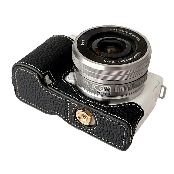 For Sony ZV-E10 Litchi Texture Leather Camera Bag Bottom Case with Battery Opening - Black - 3