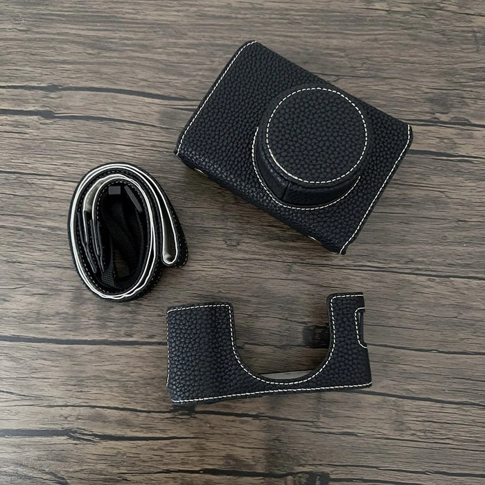For Fujifilm X100VI Camera Sleeve Large Opening Design PU Leather Case Easy to Replace Battery - Black - 6