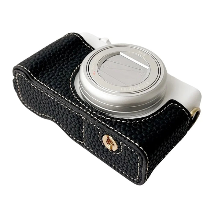 For Sony ZV-1 II / ZV-1M2 / ZV-1F Litchi Texture PU Leather Camera Bag Bottom Case Easy to Replace Battery - Black - 3