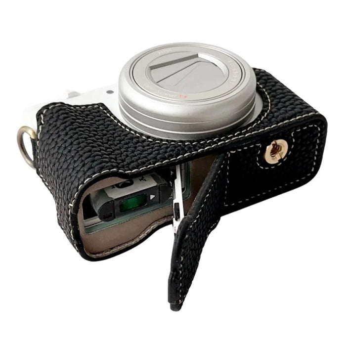 For Sony ZV-1 II / ZV-1M2 / ZV-1F Litchi Texture PU Leather Camera Bag Bottom Case Easy to Replace Battery - Black - 4