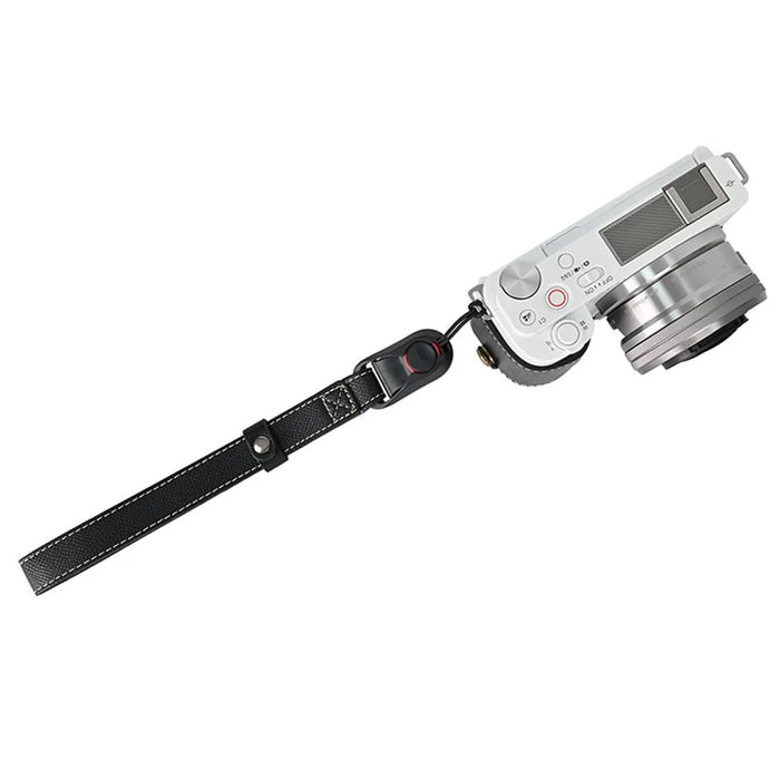 26cm DSLR Camera Carrying Lanyard Palm Texture PU Leather Quick Release Wrist Strap - Black - 2