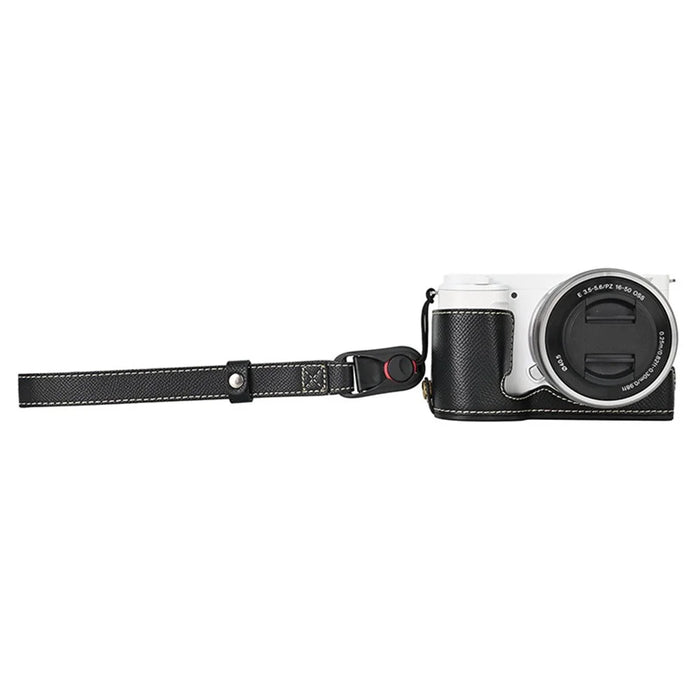 26cm DSLR Camera Carrying Lanyard Palm Texture PU Leather Quick Release Wrist Strap - Black - 3