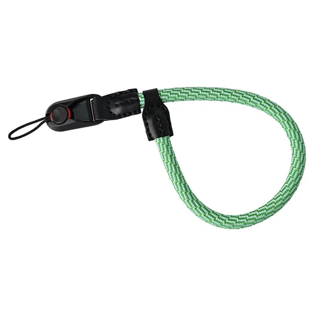 23cm DSLR Camera Carrying Lanyard Braided Nylon PU Leather Quick Release Wrist Strap - Green - 1