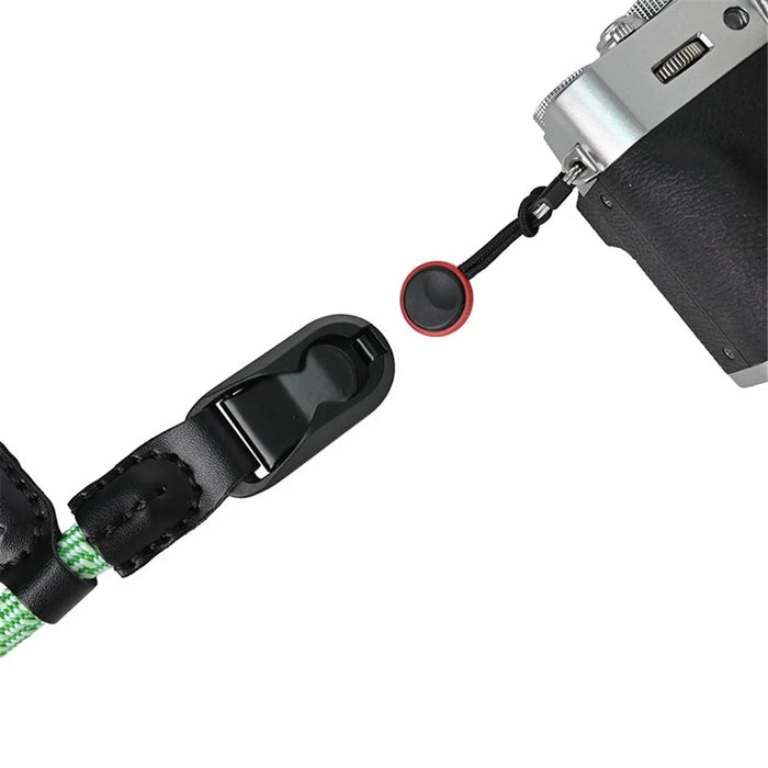 23cm DSLR Camera Carrying Lanyard Braided Nylon PU Leather Quick Release Wrist Strap - Green - 4
