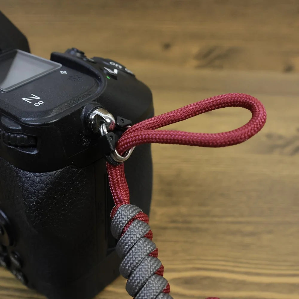 Camera Wrist Strap Hand Grip Nylon Woven Wristband for DSLR / SLR / Nikon / Fujifilm / Canon - Grey+Red - 4