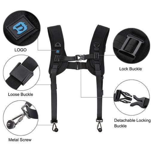 PULUZ PU6002 Double Shoulder Quick Release Camera Strap Camcorder Strap for DSLR SLR Rope - 2