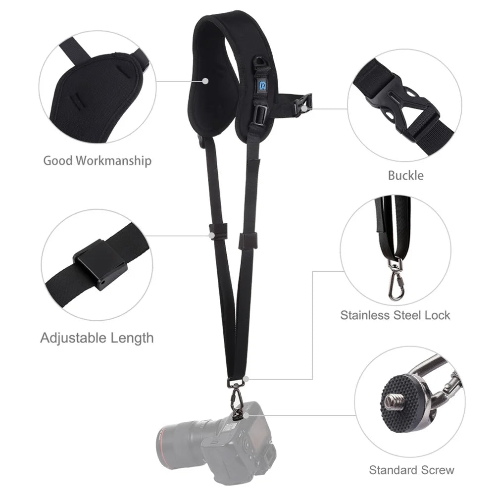 PULUZ PU6011 Quick Release Anti Slip Soft Pad Nylon Shoulder Strap with Metal Hook for SLR  /  DSLR Cameras - 4