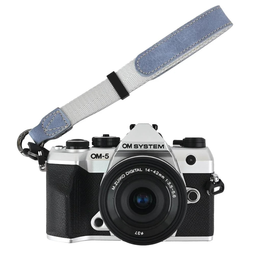 Camera Wrist Strap for Sony  /  Fuji  /  Canon  /  Nikon  /  Panasonic Lychee Pattern Faux Leather Mirrorless DSLR Hand Strap - Blue - 2