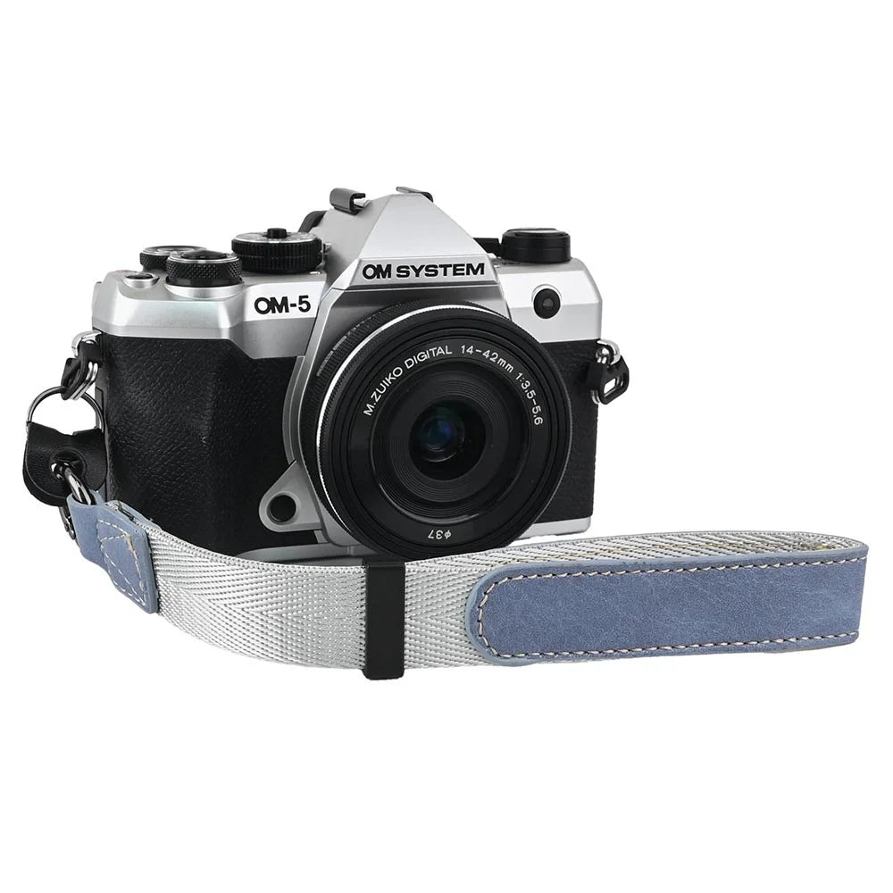 Camera Wrist Strap for Sony  /  Fuji  /  Canon  /  Nikon  /  Panasonic Lychee Pattern Faux Leather Mirrorless DSLR Hand Strap - Blue - 3