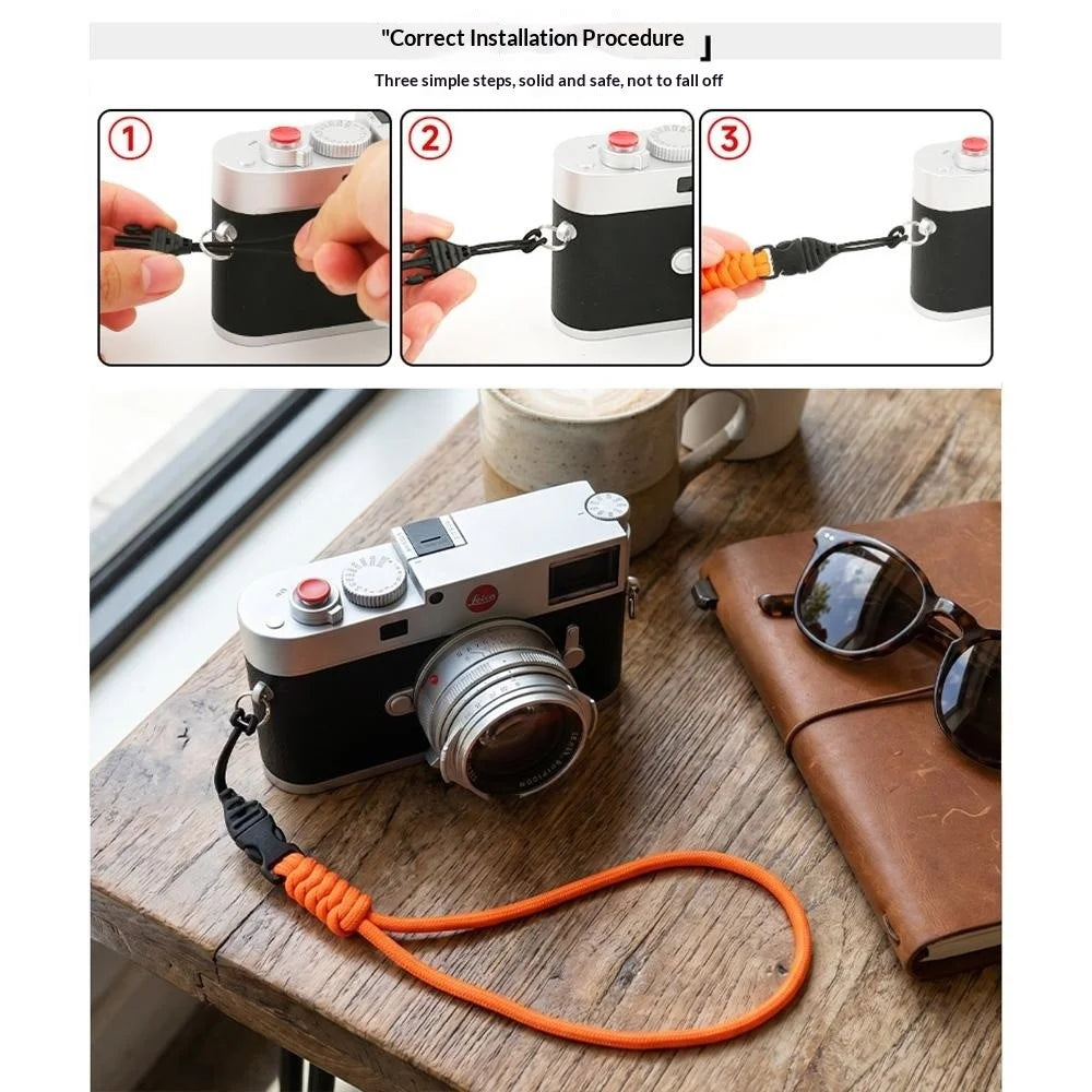 27cm Camera Wrist Strap Nylon Braided Hand Strap with Quick Release Buckle for Mirrorless DSLR Digital Camera Phone - Orange - 6