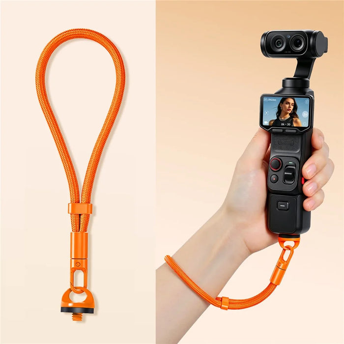 21cm Hand Strap for Insta360 Luna Ultra Camera Adjustable Wrist Lanyard Anti-Lost Self-Locking Buckle Polyester Rope - Orange - 1