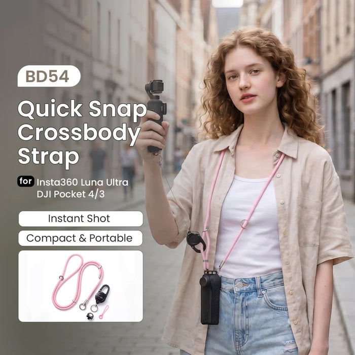 AMAGISN BD54 85cm Steel Wire Quick-Draw Sling Lanyard with 140cm Shoulder Strap for Insta360 Luna Ultra / DJI Pocket 4/3 - Black - 3