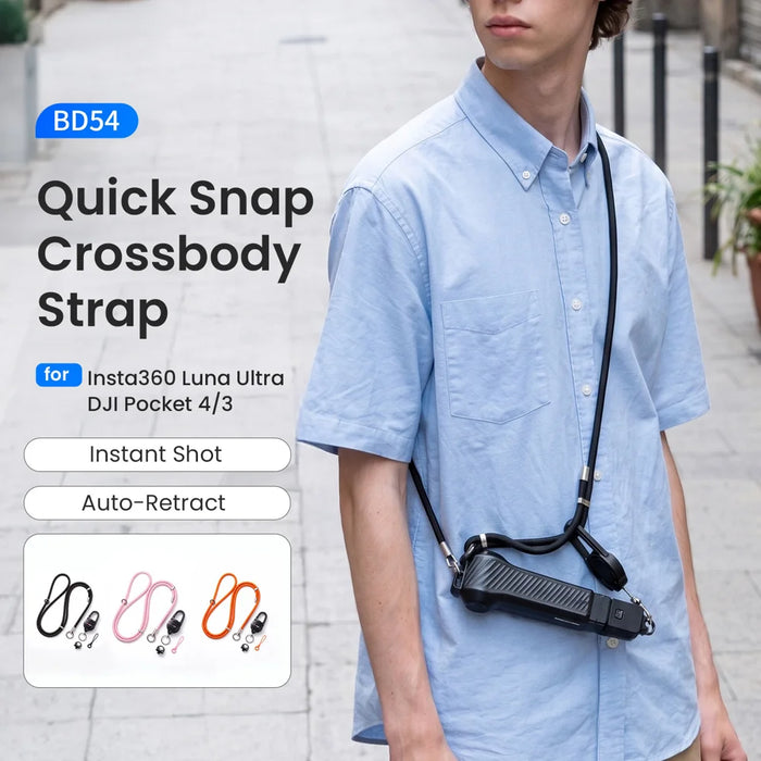 AMAGISN BD54 85cm Steel Wire Quick-Draw Sling Lanyard with 140cm Shoulder Strap for Insta360 Luna Ultra / DJI Pocket 4/3 - Black - 4