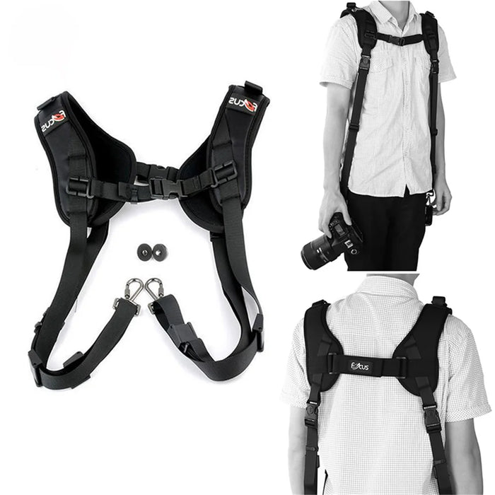 FOCUS F1 Double Dual Camera Shoulder Strap Quick Rapid Sling Camera Belt Adjustment for Digital DSLR Camera - 1