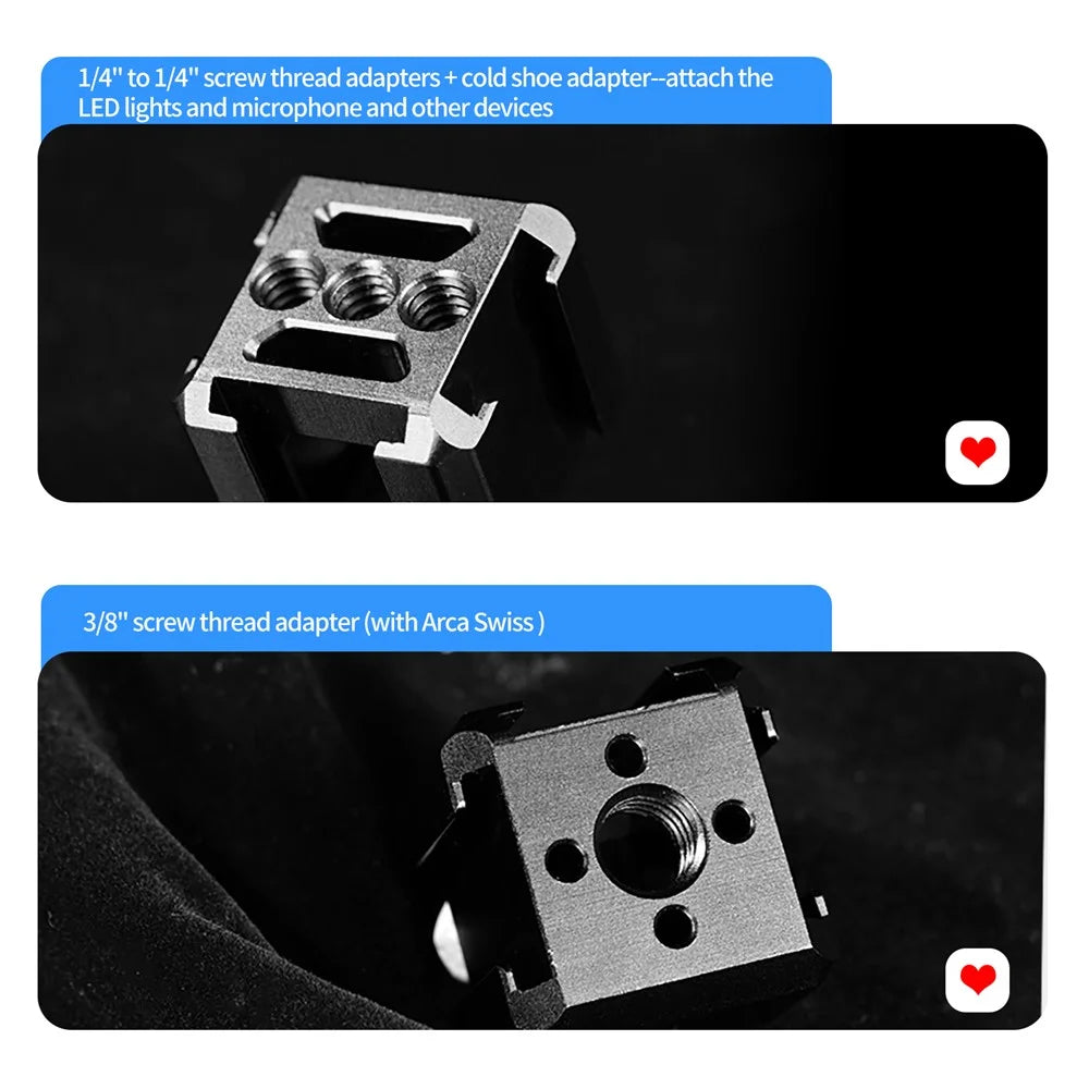 TELESIN TE-CEB-001 1/4 Screw Hole Three-Head Cold Shoe Mount Adapter SLR Mirrorless Camera LED Light Monitor Expansion Bracket - 4