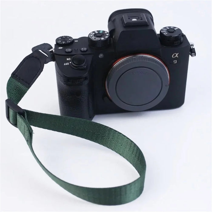 For DSLR Camera with Round Hole Connector Non-slip Adjustable Nylon Wrist Strap Hand Grip Rope - Green - 3