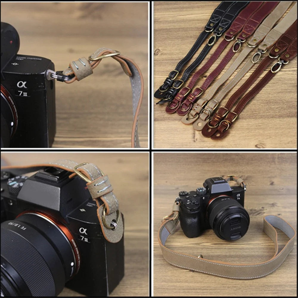 Comfortable Genuine Leather SLR Camera Shoulder Strap Hanging Rope Suitable for Canon Nikon Sony Fujifilm Panasonic - Brown - 5
