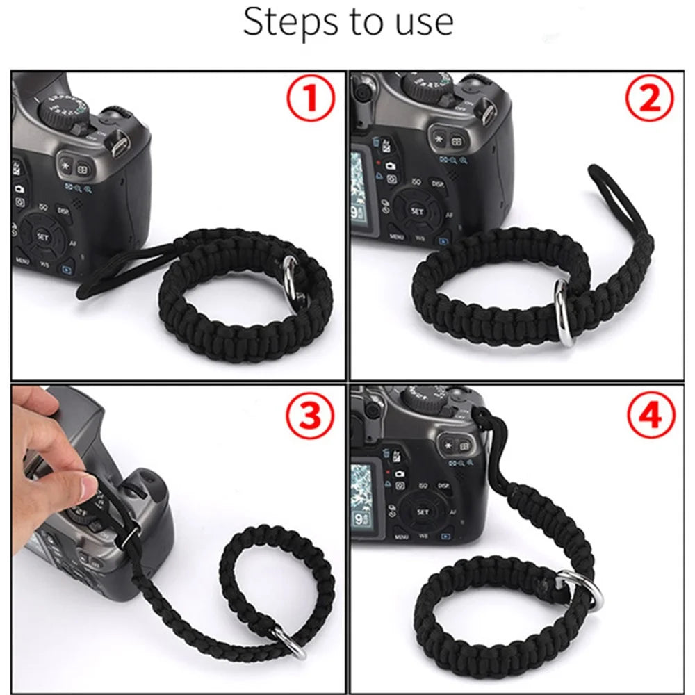 Nylon Braided Style Universal Adjustable Camera Hand Wrist Strap Heavy Duty Hanging Lanyard - Black - 7