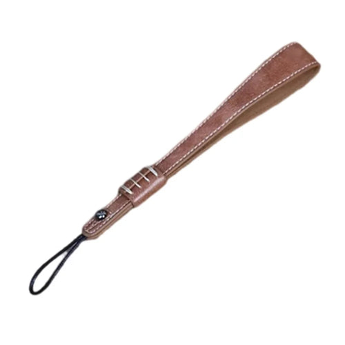 For Fuji / Canon / Nikon / Panasonic DSLR Camera 2mm Connector PU Leather Wrist Strap Hand Grip Rope - Brown - 1