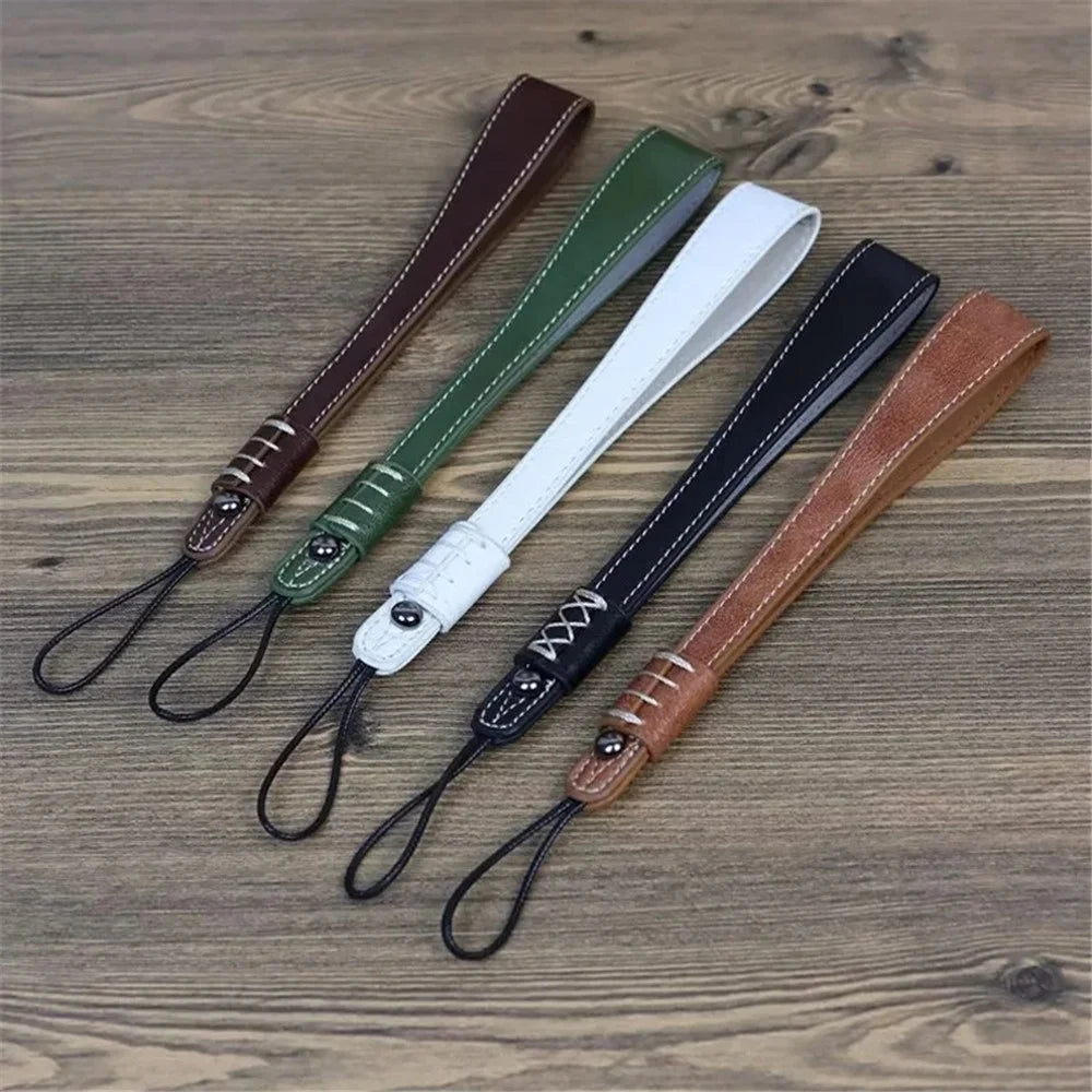 For Fuji / Canon / Nikon / Panasonic DSLR Camera 2mm Connector PU Leather Wrist Strap Hand Grip Rope - Brown - 4