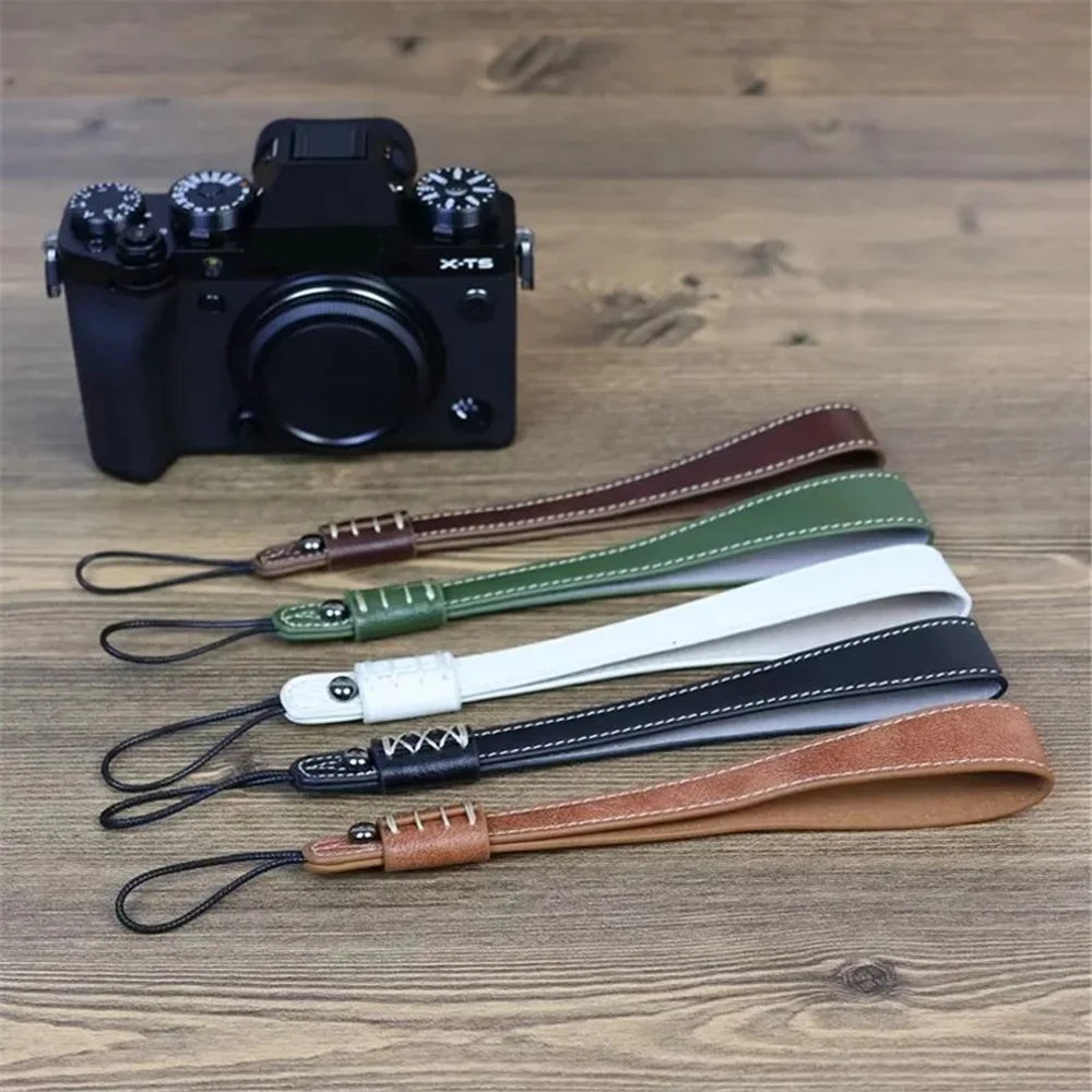 For Fuji / Canon / Nikon / Panasonic DSLR Camera 2mm Connector PU Leather Wrist Strap Hand Grip Rope - Brown - 5