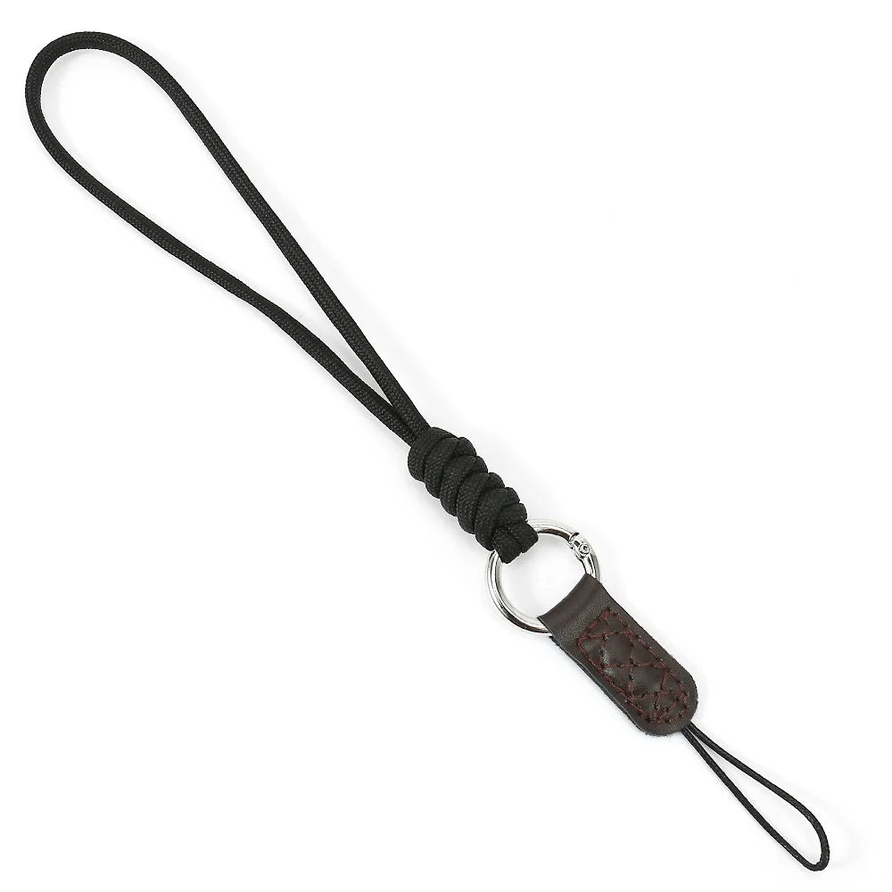 SLR Camera Cotton Braided Hand Strap Camera Cellphone Key Lanyard Anti-lost Wrist Rope - Black - 1