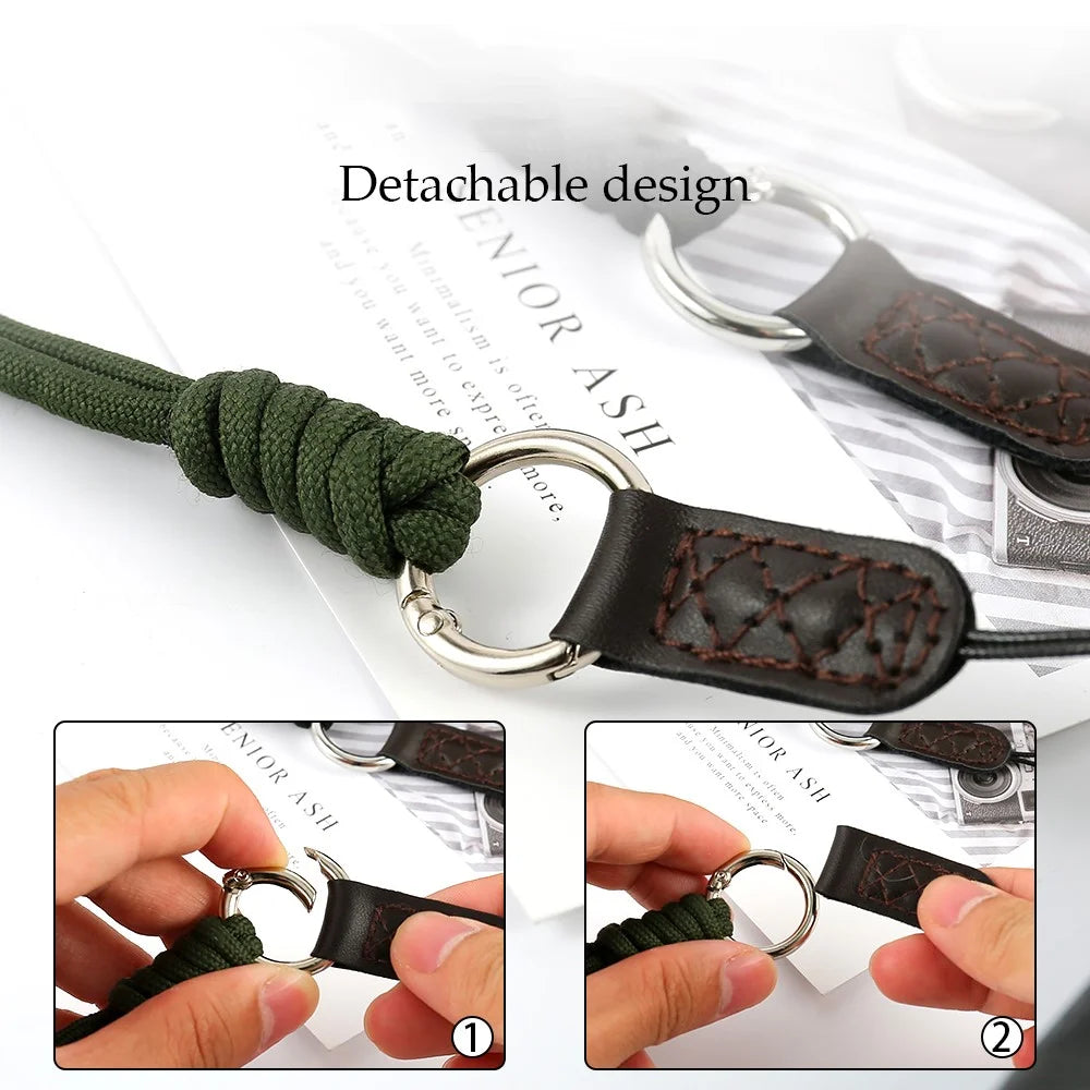 SLR Camera Cotton Braided Hand Strap Camera Cellphone Key Lanyard Anti-lost Wrist Rope - Black - 2