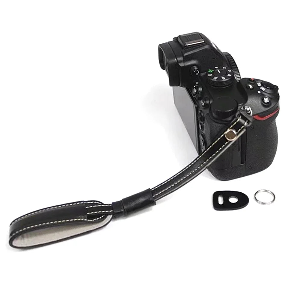 Camera Carrying PU Leather Hand Strap SLR Camera Anti-lost Wrist Rope - Black - 5