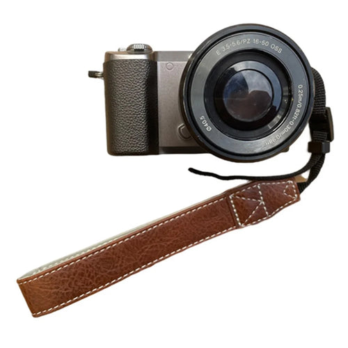 For Fujifilm Canon Nikon Panasonic SLR Camera PU Leather Hand Strap Buffalo Texture Wrist Rope - Coffee - 1